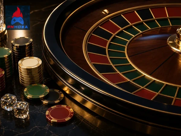 Example blackjack table image with cards and chips - for illustration only
